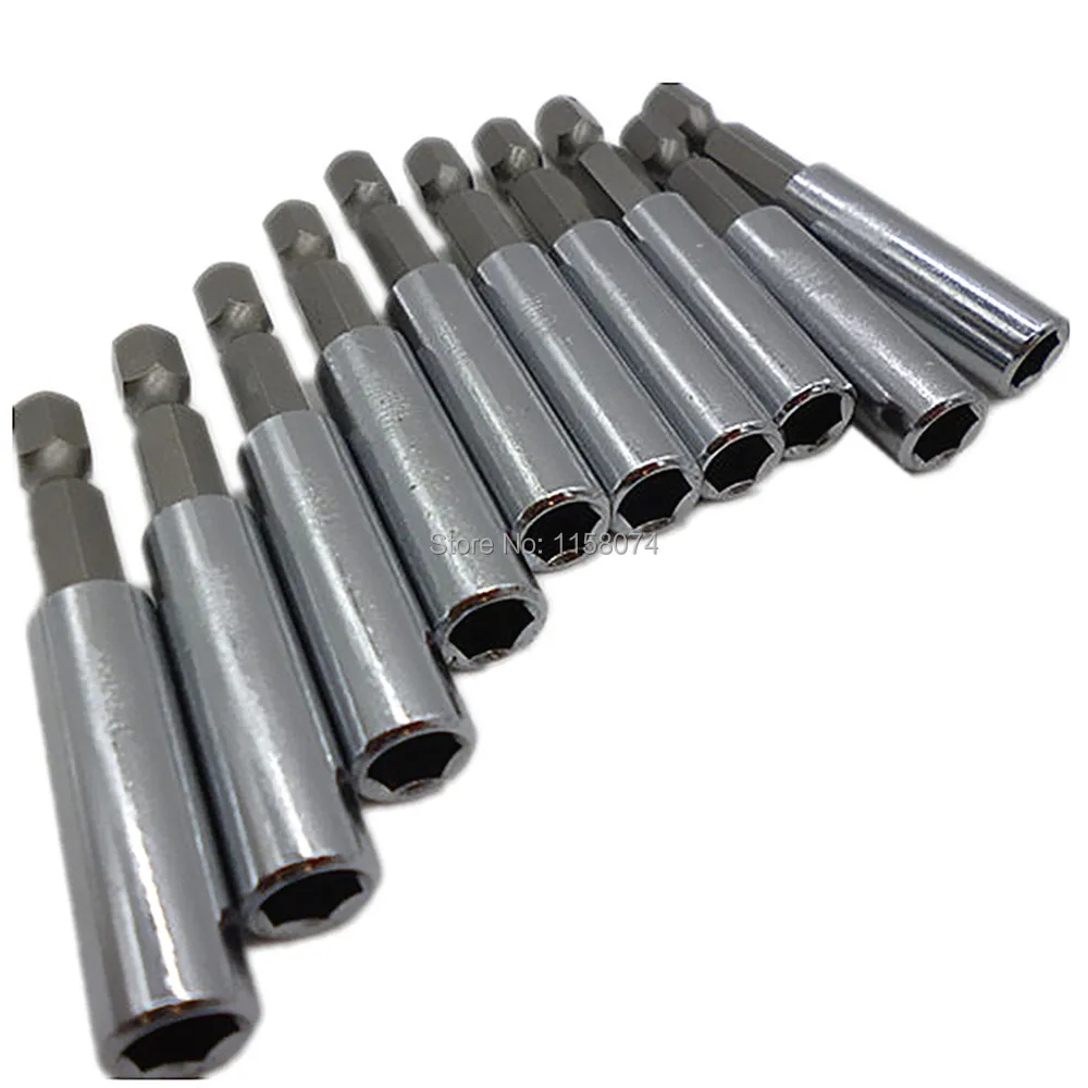 

10pcs 1/4" Hex Shank Quick Release 60mm Drill Screw Driver Magnetic Screwdriver Bit Holder Magnetic Bit Holder Socket Extension