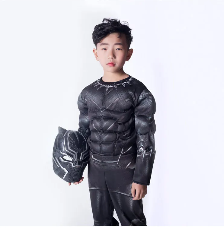 Cosplay&Ware [9]Muscle Black Panther Cosplay Costume Children Halloween Captain America Civil War Movie Marvel Superhero -Cosplay&Ware anime Shop