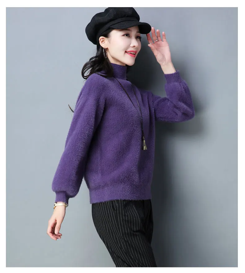 5 цветов брендовый женский свитер осень зима свитер однотонный плотный вязаный свитер с высоким воротом Пуловер женский