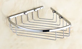 

Polished Chrome brass Wall Mounted Bathroom Single Tier Corner Shower Shelf Storage Basket Bathroom Accessory mba521