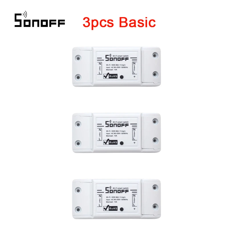 

3PCS Sonoff Basic RF 10A Wifi Smart Switch Wifi Switch Remote Wireless Light Power Switch Intelligent DIY Switch Work With Alexa