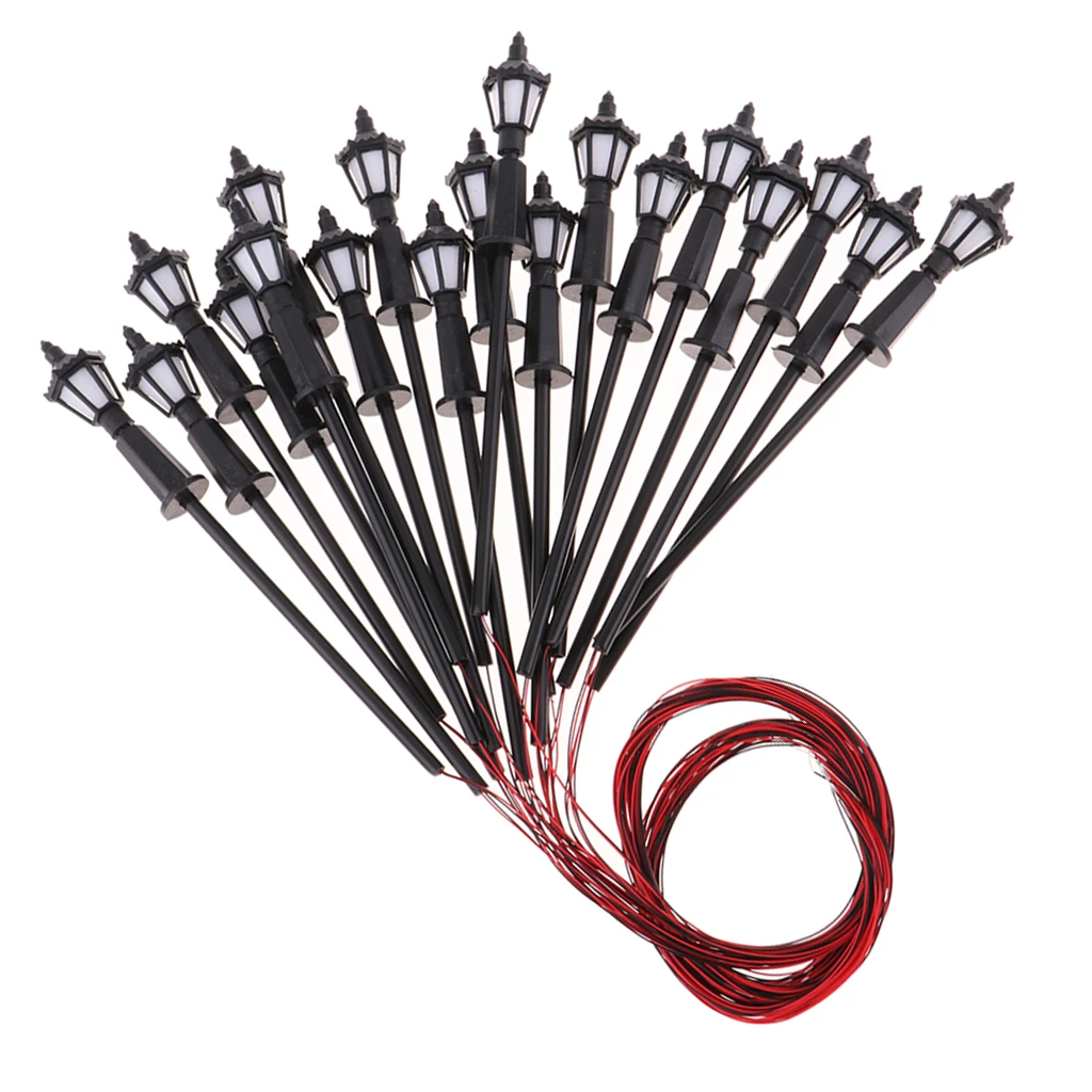 20PiecesModelMiniatureStreetLightsHOOOScaleLEDsWarmWhite1