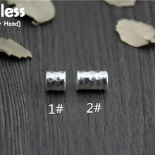 Uglyless Настоящее S925 стерлингового серебра трубы фурнитура для бусин ювелирных украшений Hand-Made неровной поверхности вставки в виде трубовидных бус в этническом стиле выводов Bijoux(украшения своими руками