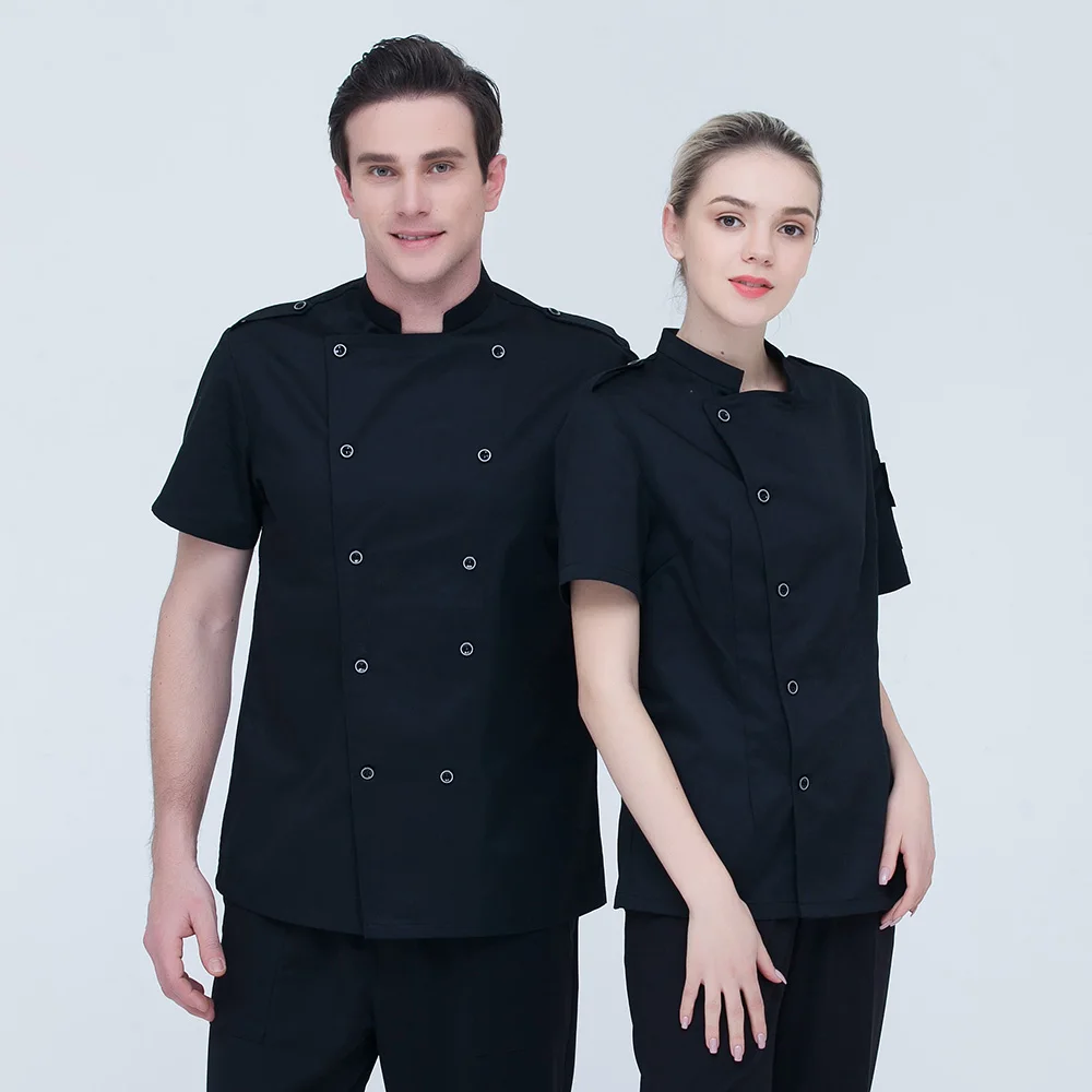 short sleeves Chef Jackets high quality double breasted chef uniforms restaurant catering bakery Cake Coffee shop cooker clothes