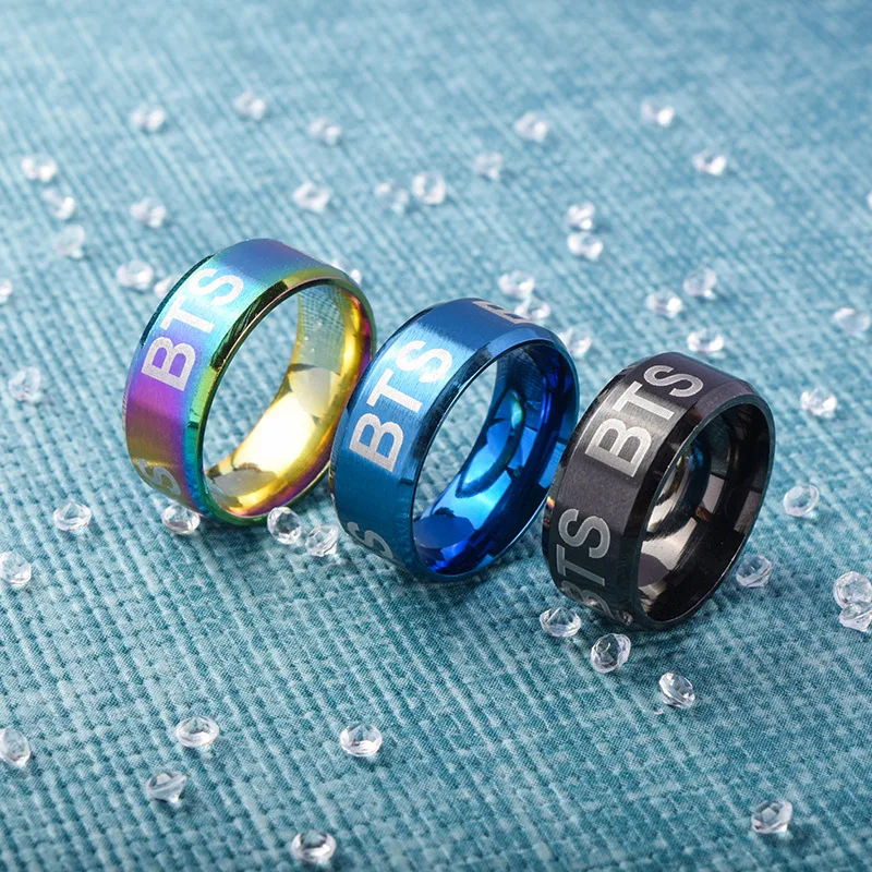 YOUPOP KPOP BTS Bangtan Boys Album Unisex Laser Ring For Mem And Women Accessories Jewelry Rings With Lanyard Rope JCF608