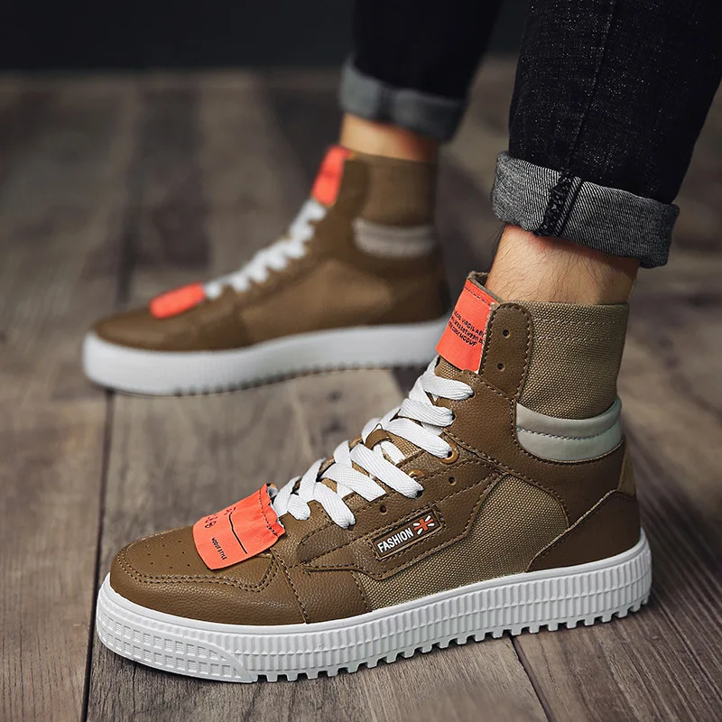 branco Sapatos preto Lona Nova Retro Dos Alta Homens Bege Tabuleiro Casuais Moda Outono De 1OCEwYq