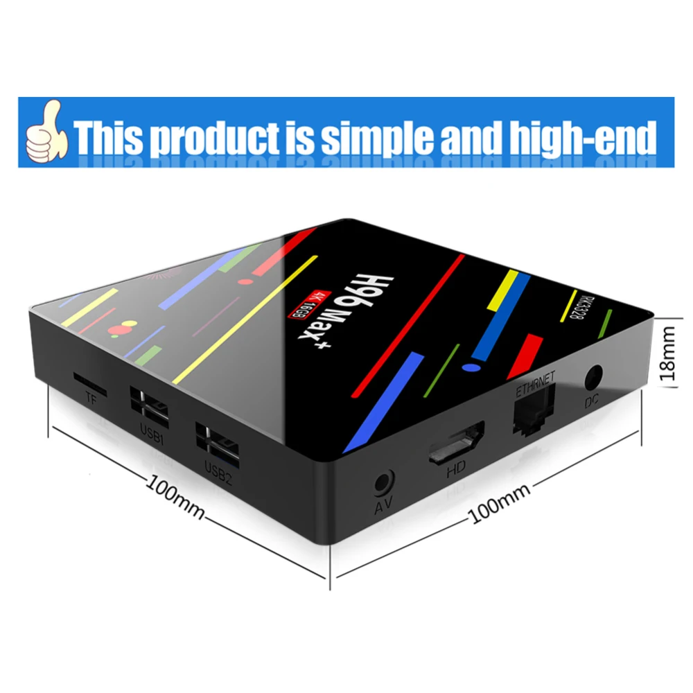 H96 MAX PLUS TV BOX RK3328 Smart 4K HD 4G 64G Android 8.1 Quad Core Google Voice Control Player Settop Box with Backlit Keyboard