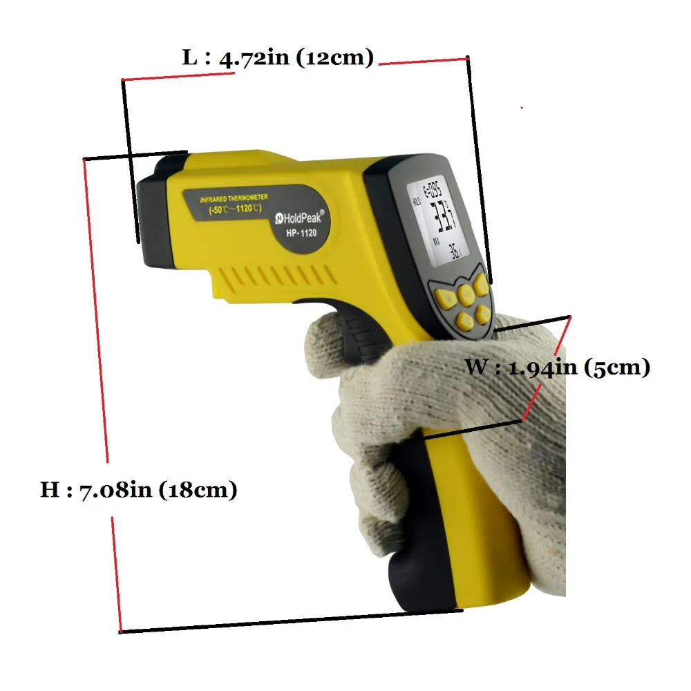 2 шт. HoldPeak hp-1120-50~ 1120 Инфракрасный цифровой термометр лазерный ИК измеритель температуры пистолет термо пирометр