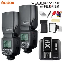 

Godox The Flash Speedlight V860II 2 * V860II-F GN60 TTL HSS 1/8000S Li-Battery Camera Speedlite Flash + X1T-F for Fujifilm fuji