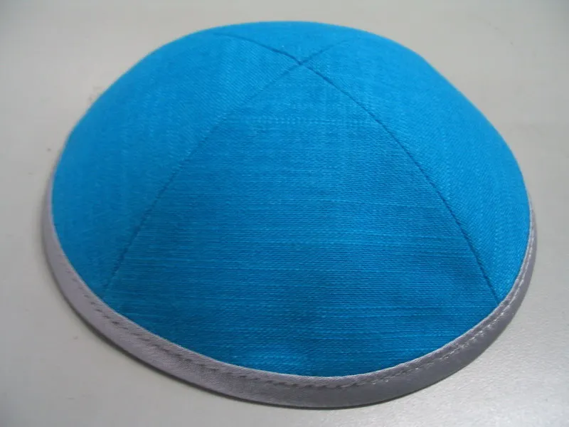 Льняная атласная сырая шелковая Роскошная еврейская кипа YARMULKE KIPPOT - Цвет: Turquoise