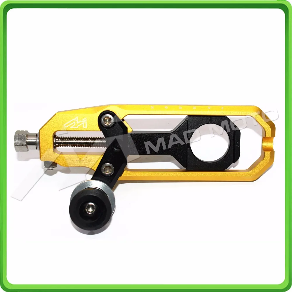 Motorcycle Chain Tensioner Adjuster with spool fit for Suzuki GSXR 600 GSX-R 750 2011 2012 2013 2014 2015 2016 Gold & Black (4)