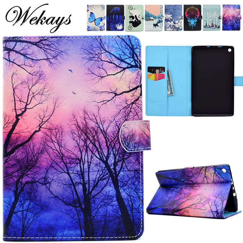 Wekays For Amazon HD8 2017 2016 Cartoon Flower Leather Funda Case For Amazon Kindle Fire HD8 HD 8 2017 2016 8
