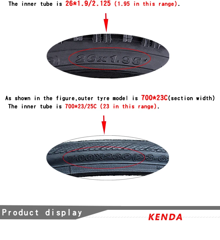 Kenda Bicycle Inner Tube 700*18 23 25 28 32 35 43 45C French valve Cycling Mountain Bike Butyl Rubber Tire parts