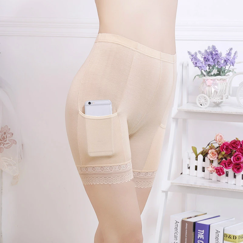 2 шт. высокая талия Safty Модальные Короткие шорты кружевные женские бесшовные