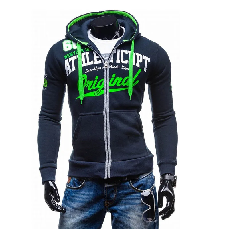 2016 Hoodies Men Sudaderas Hombre Hip Hop Mens Brand Letter Hooded Zipper Hoodie Sweatshirt Sport Suit