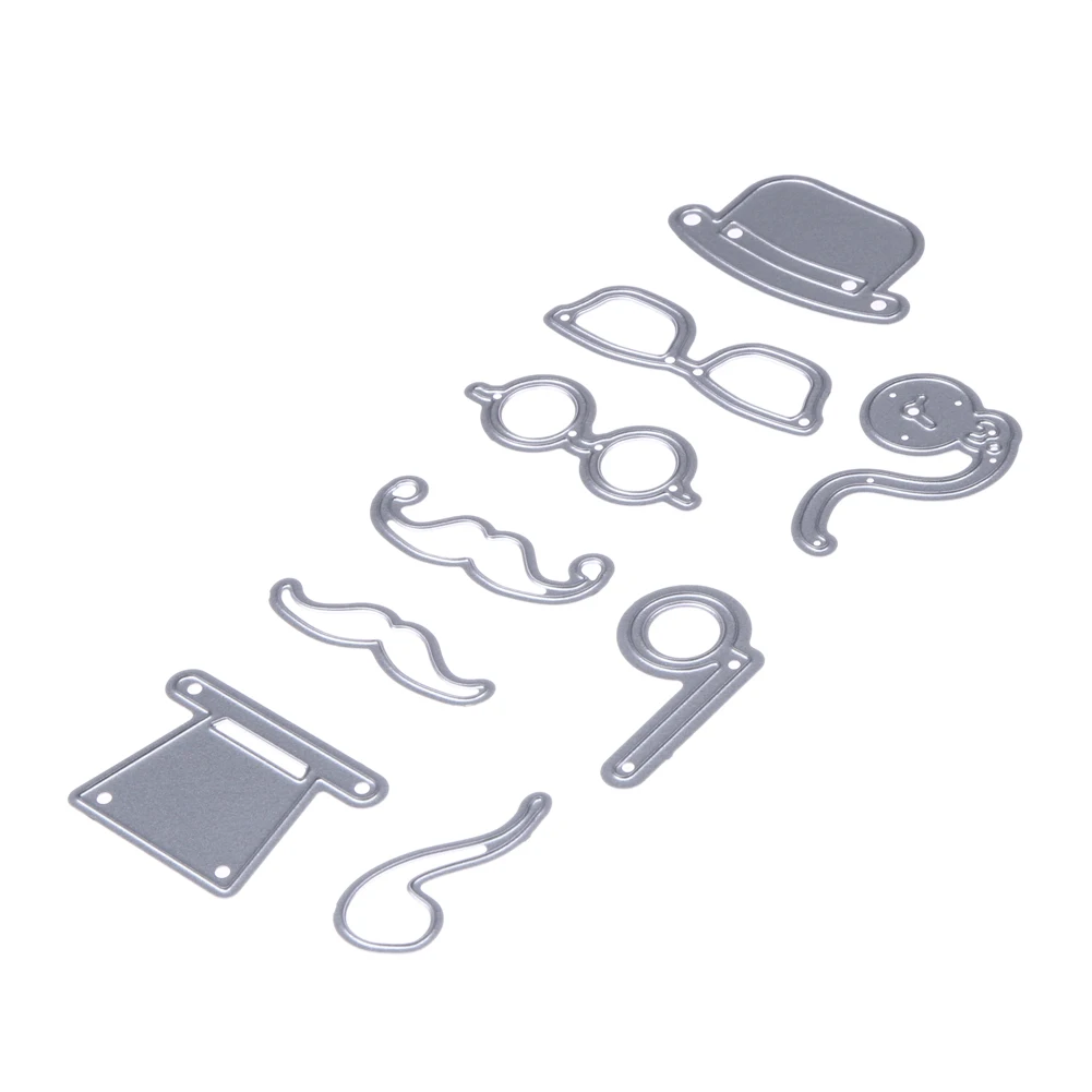 

9Pcs Hat Glasses Beard Pipe Metal Cutting Dies Stencil for DIY Scrapbooking Die Cuts Card Making Embossing Craft Dies
