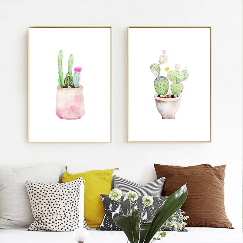 Canvas-Art-Wall-Painting-Watercolor-Small-Pot-Cactus-Pop-Art-Minimalism-Posters-And-Prints-Wall-Pictures (2)