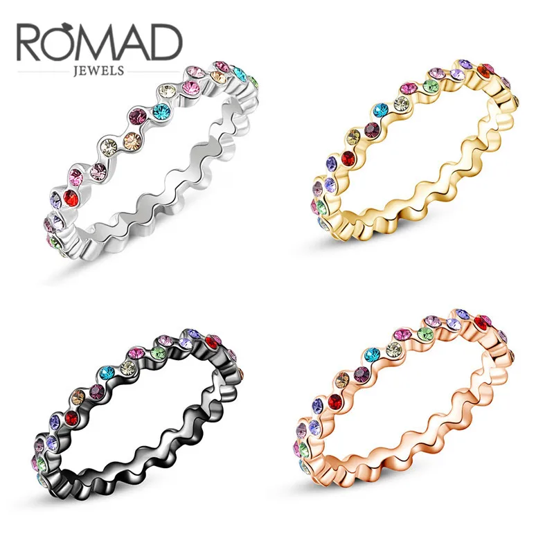 

ROXI ROMAD Brand Gold Color Finger Ring For Women Colorful Genuine Austrian Crystal Ring Luxury Wedding Bridal Jewelry Bijoux