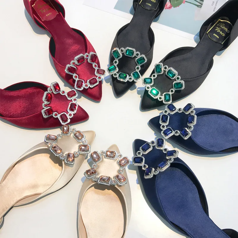 

Boat Shoes Fabric TPR Casual Pointed Toe PU women flat Mary Janes fur loafers 2019 luxury diamond new leather woman shoes