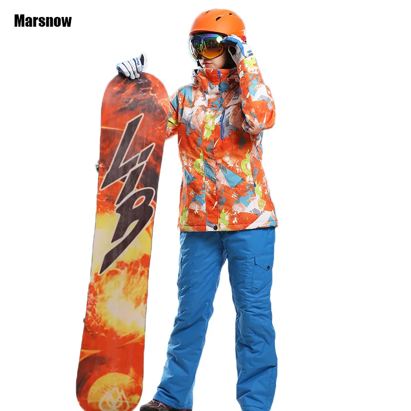 

Snowboarding jacket and pants Thicken Warm waterproof breathable Outdoor Sportswear ski snow Sets winter sport suit women