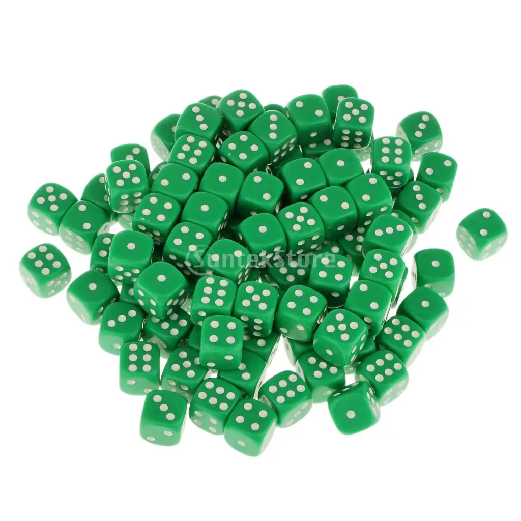 16mm 100pcs Acrylic Six Sided Spot Dice Party Games Dice Eight Colors