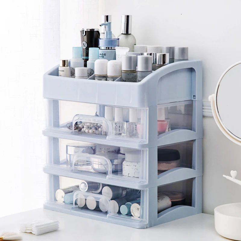 

Plastic Makeup Organizer Two-Layers Jewelry Box Cosmetic Organizer Makeup Box Lipstick Makeup Storage Bathroom Table Organizer