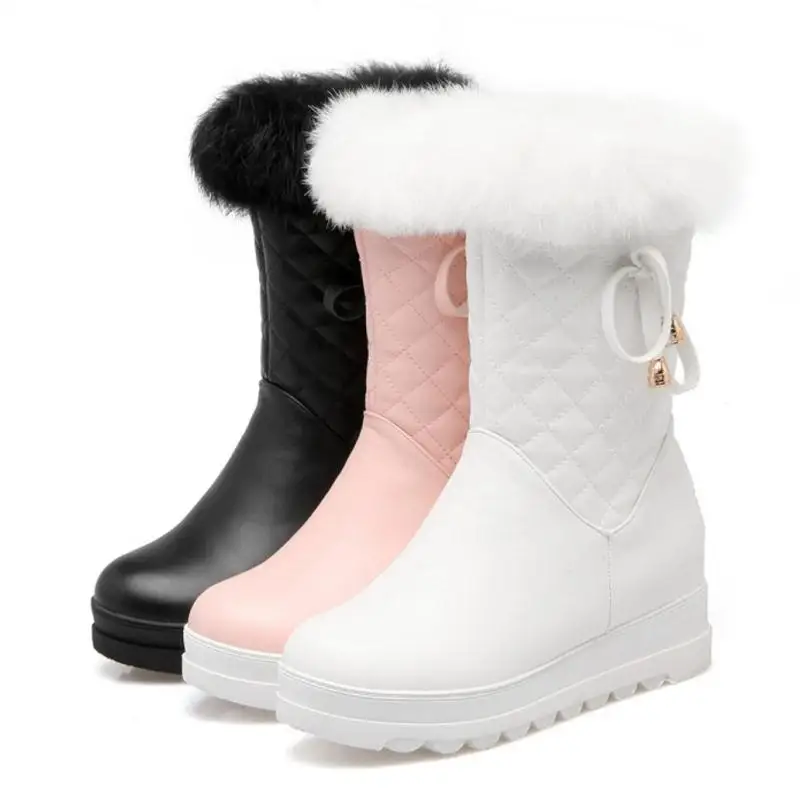 Ashleyfournier 安い ロシア冬暖かい雪のブーツ女性の甘いボウタイスタイルミッドふくらはぎ Bota S 女性ラウンドトウフラットジッパーの靴サイズ 34 43 通販 価格 Ashleyfournier 安い ロシア冬暖かい雪のブーツ女性の甘いボウタイスタイルミッドふくらはぎ Bota S 女性ラウンドトウフラットジッパーの靴サイズ 34 43 通販 価格