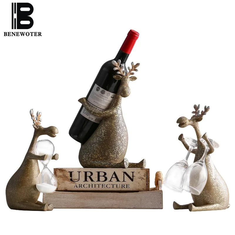 خمر الإبداعية الأيائل النبيذ رف الزواج هدية غرفة المعيشة المنزلي تلفزيون مجلس الوزراء مكتب سطح المكتب ديكور المطبخ بار اكسسوارات حامل النبي...