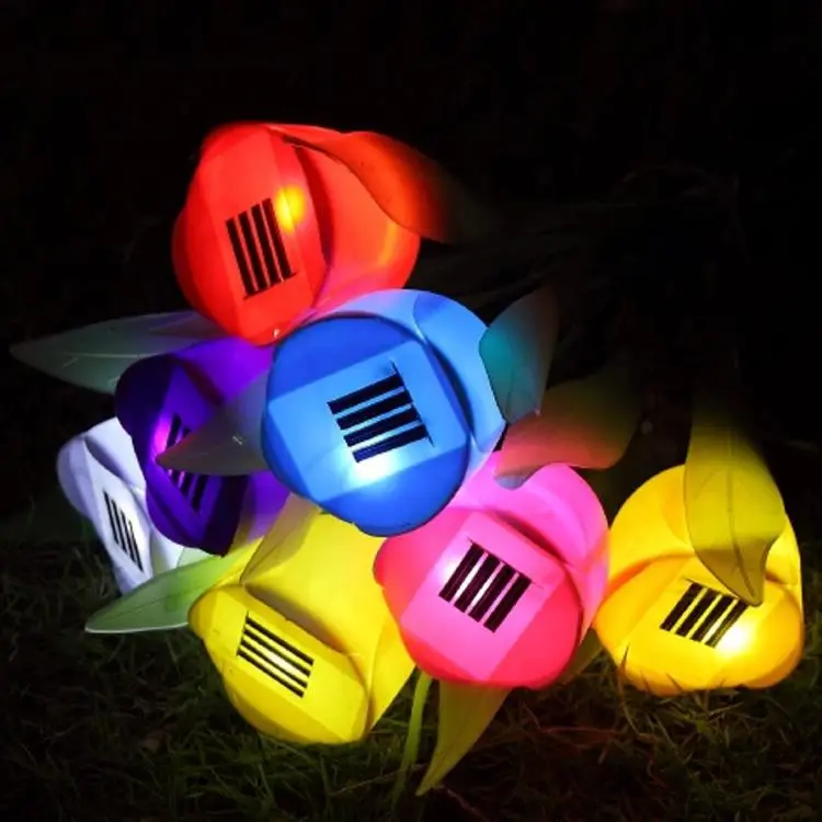 Hot Sale Outdoor Garden Solar LED Light Solar Powered LED Tulip Home Lawn Lamp Landscape Night Flower Lamp