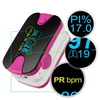 

Display OLED Finger Pulse Oximeter 4 Parameter SPO2 PR PI Respiration Rate Monitor Body Monitor