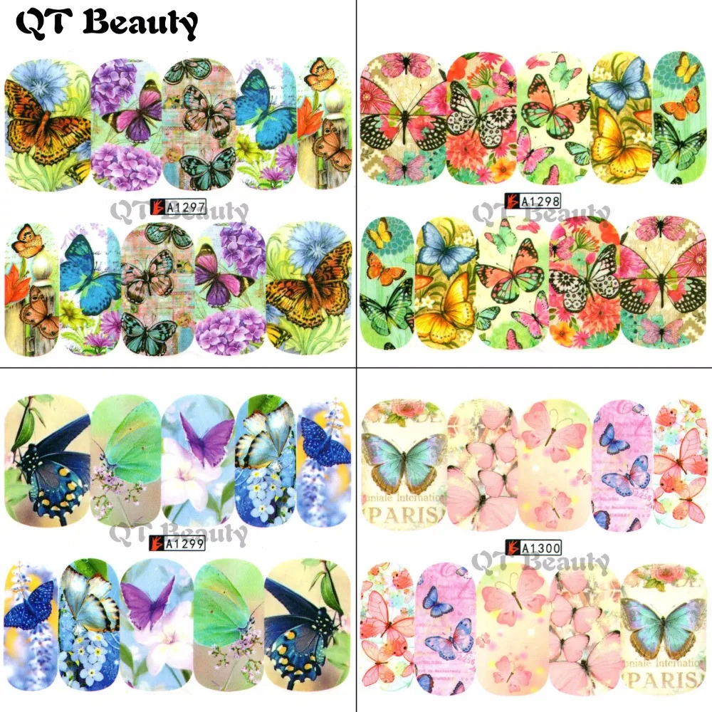 QT Beauty наклейка для ногтей переводная вода цветочный лист смешанный разноцветный