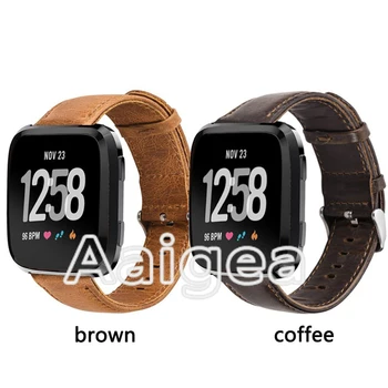 

Retro Cowhide Leather Band Strap for Fitbit Versa Smart Watch Classic Buckle Replacement Leather watchband for fitbit versa band