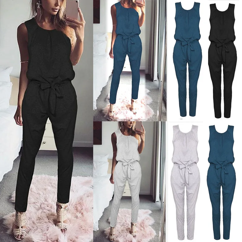 

Droppshiping Women Bandage Sleeveless Jumpsuit Evening Party Playsuit Long Pants Jumpsuits Overalls dg88