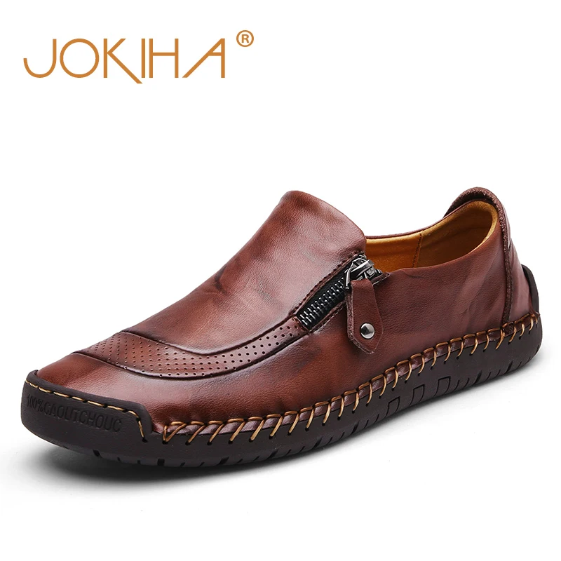 

2019 Spring New Genuine Leather Casual Shoes Men Cow Leather Oxfords Shoes Male Retro Brown Men's Loafers Shoes Plus Size