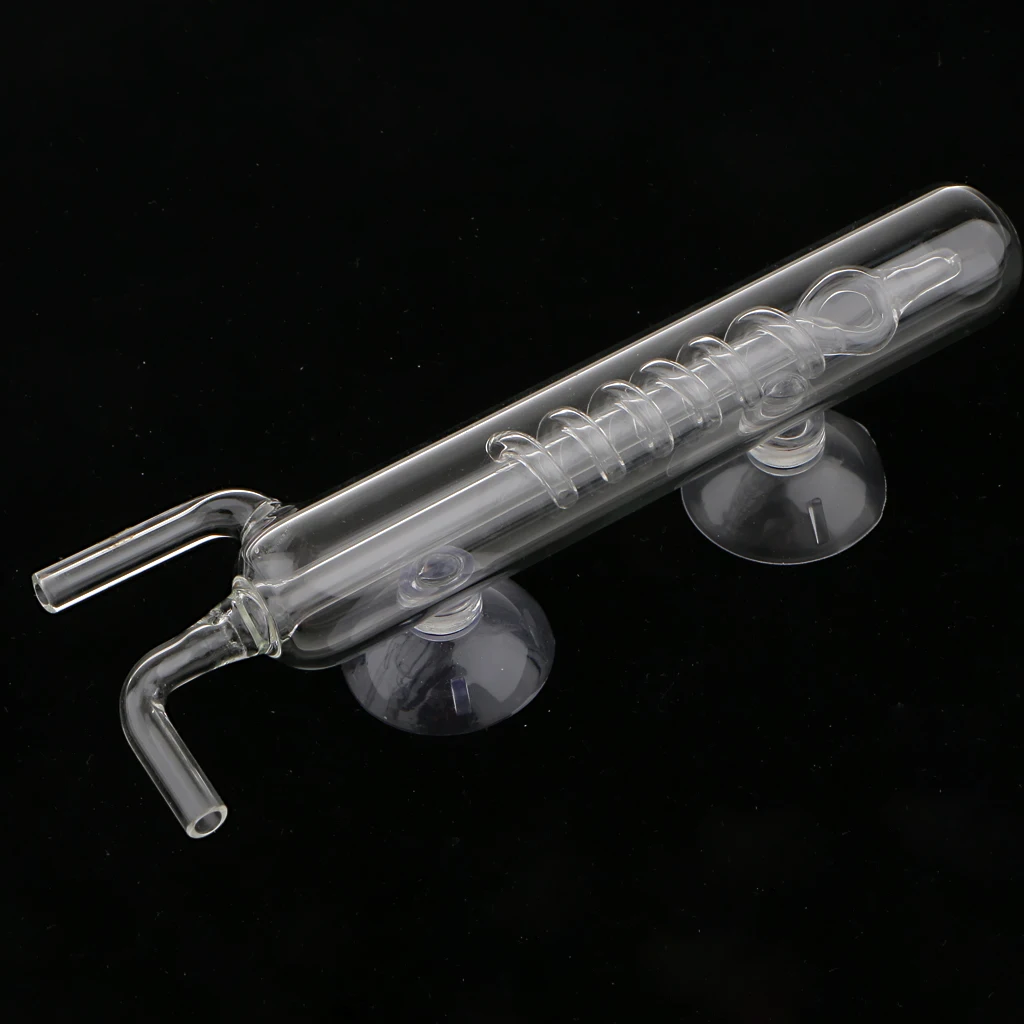 1 Piece Aquarium Tank Spiral Glass CO2 Diffuser/ Bubble Counter with 2 suction cup, Carbon Dioxide Atomizer