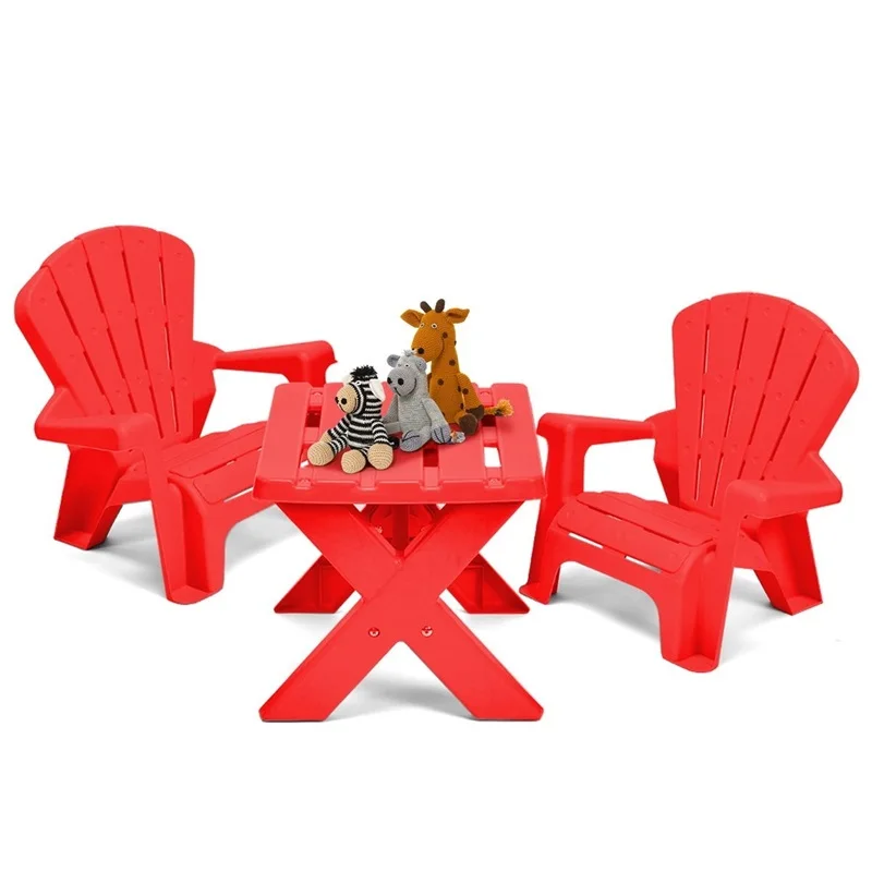 3-قطعة البلاستيك الأطفال اللعب مجموعة مقاعد الطاولة دائم البناء PP مجموعة اثاث بسيطة الجمعية المطلوبة OP3232