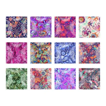 

12mm 20mm 25mm Square Cabochon Glassc Colorful Dome Mixed Handmade Print Image Fewelry Findings For Pendants Necklace DIY