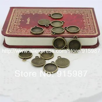 

Sweet Bell 50pcs Antique bronze Double-sided Cabochon Pendant Settings Jewelry Pendant Blanks 14mm Fit Jewelry Making A2646