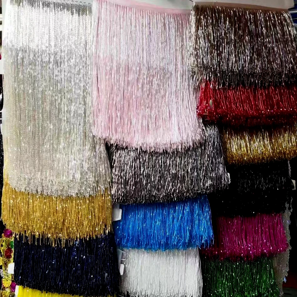 1 Yard 2022 new arrival Delicate bead Fringe trim for haute couture,  handmade bead fringe tassel, Millinery Crafts Dance Costume