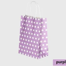 10 шт./партия 21X15X8 см держатели канцелярские крафт-бумажные пакеты в горошек с ручкой многофункциональная Свадебная вечеринка в горошек Фиолетовая Сумка