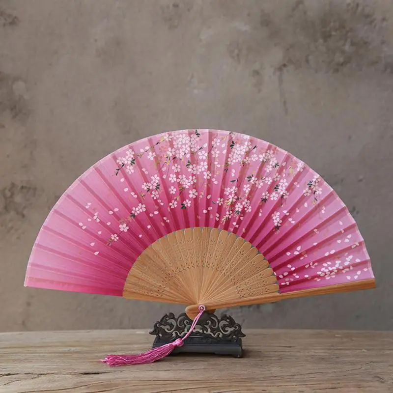 

Folding Portable Fan Cherry Blossom Retro Small Wall Decoration Bamboo Hand Holding Fans for Wall Decoration