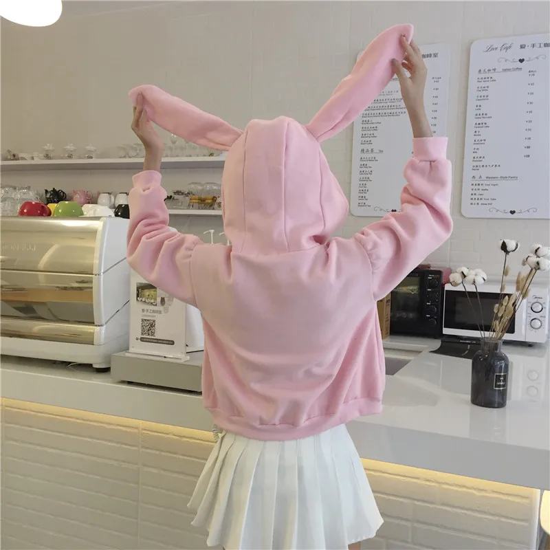 Women Bunny Hoody Long Sleeve Hoodie Lovely Female Rabbit Sweatshirts Loose Size Lovely Cotton Treetwear 2019 Top Spring Clothes Women Bunny Hoody Long Sleeve Hoodie Lovely Female Rabbit Sweatshirts Loose Size Lovely Cotton Treetwear 2019 Top Spring Clothes