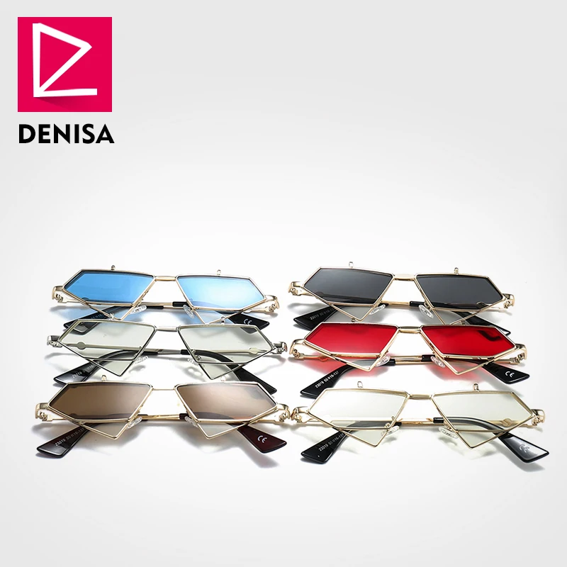 DENISA, известный роскошный бренд, стимпанк, солнцезащитные очки для мужчин, Ретро стиль, неправильные, красные линзы, солнцезащитные очки для женщин, UV400, gafas de sol mujer, G23019