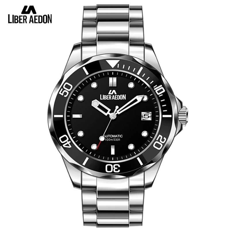 

Liber Aedon Men watches Business Style Black Dial Mechanical Men Watch With Date Show Waterproof Diving Watch Relogio Masculino