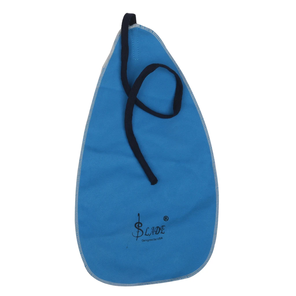 Pro. Cleaning Deerskin Cloth w.Strap for Flute Trumpet Sax Clarinet Blue Instruments Cleaning Cloth 