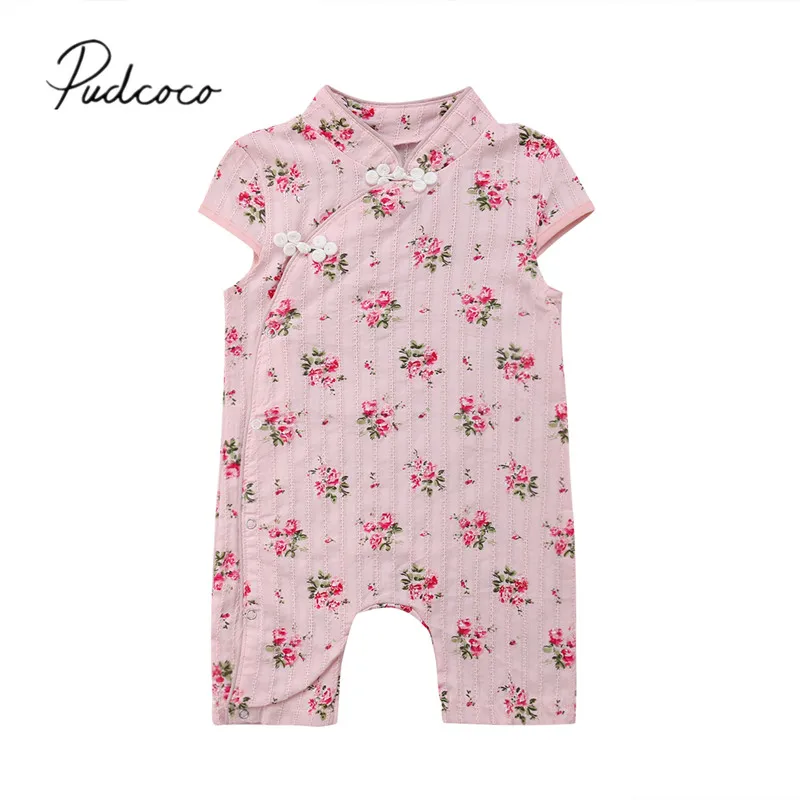 Toddler Girl Romper Baby Clothes Classic Cheongsam Style Jumpsuit Summer Outfits