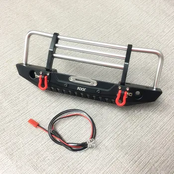 

1PC Climbing Car Metal Bumper Front Anti-collision Bar with LED Lights Strip+Trailer Hooks for 1:10 Axial 90046 RC Cars Modified