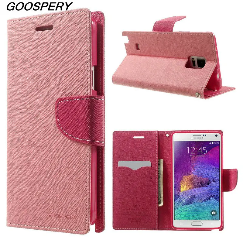 For Samsung Galaxy Note 4 Case MERCURY Goospery Fancy Diary PU Leather Stand Case for Samsung Galaxy Note 3 Note 4 N910 Note 5
