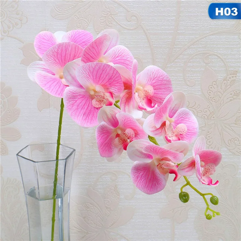 9 головок 105 см искусственный цветок фаленопсис латексный кремний орхидеи для свадьбы высокое качество одиночные шт