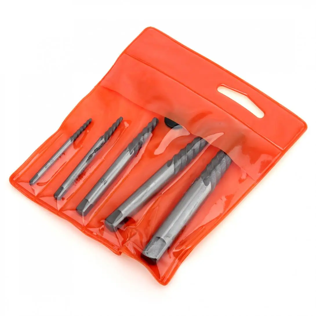 5Pcs Set Mini Screw Extractors Broken Screws Bolt Broken Pipe Damaged Steel Screw Removal Tool